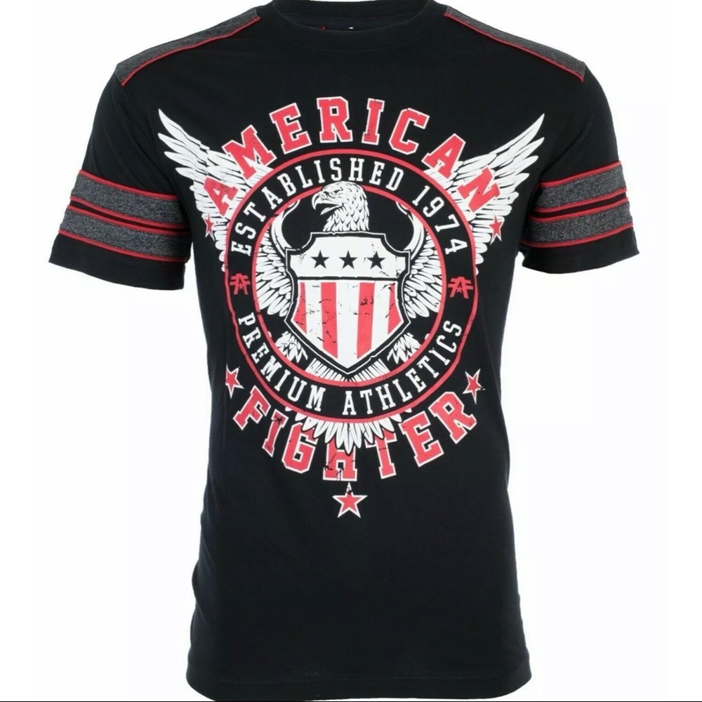 AMERICAN FIGHTER Excelsior Black Athletic Fit Mens Crewneck T-shirt L-3XL NWT - Picture 3 of 10